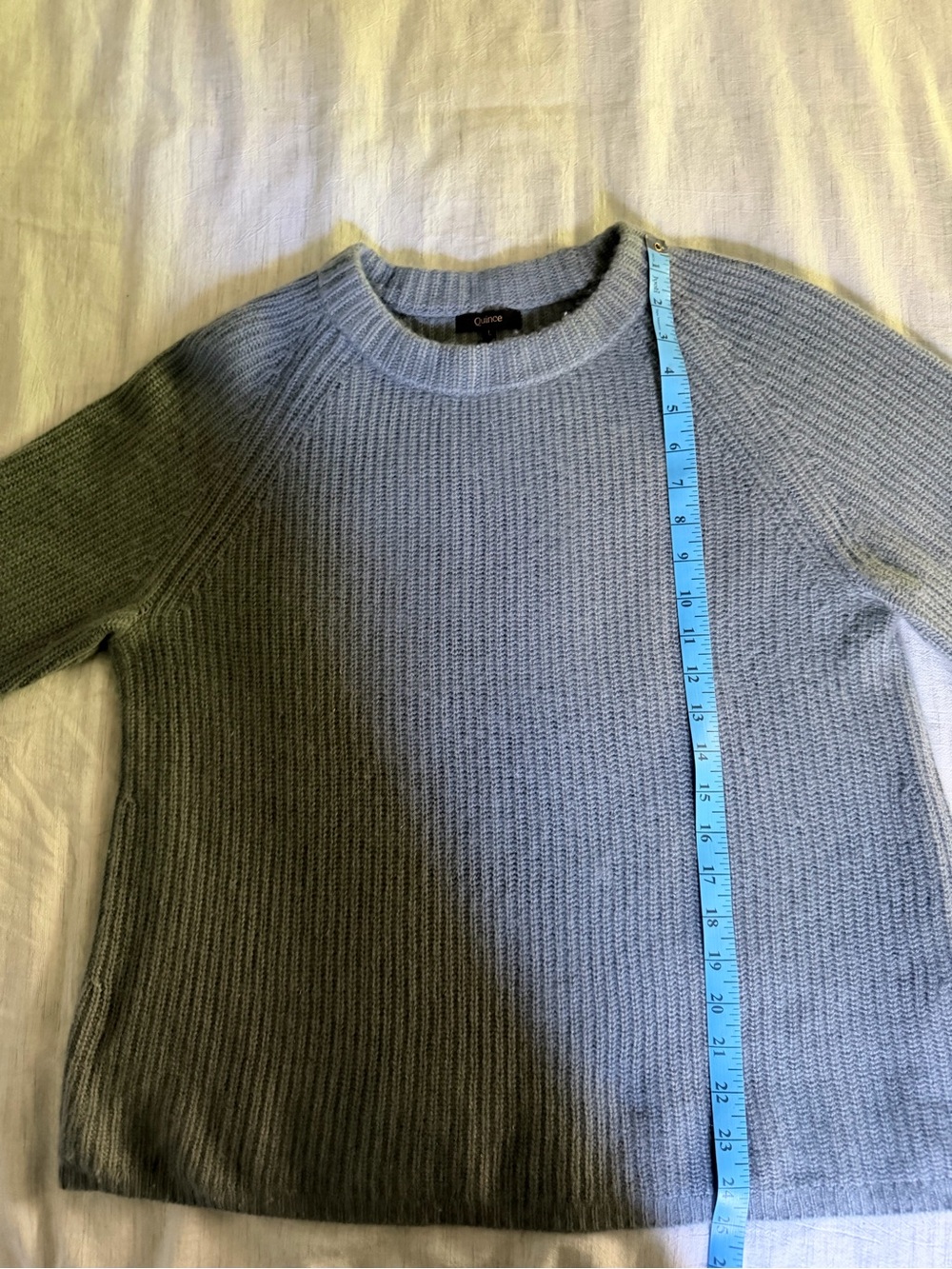 Quince Mongolian Cashmere Fisherman Crewneck Sweater - Slate Blue - Picture 9 of 10